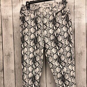 Frame Ali High-Rise Cigarette Python-Print Jeans Size 28  **